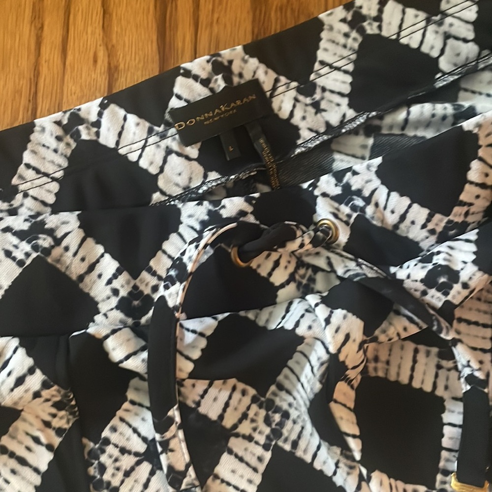 Donna Karan Patterned Wide Leg Drawstring Pants - image 2